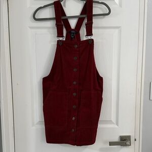Burgundy Corduroy Overall Dress
